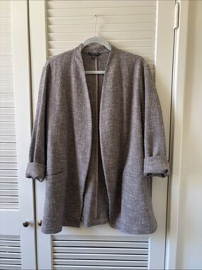 Eileen Fisher oversized Open-Front  Jacket  Gray/Brown (M)